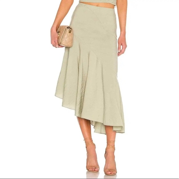 Vince Skirts Nwt Vince Midi Skirt Tiered Draped Asymmetric Jade